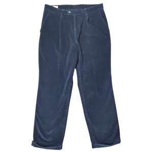 VINTAGE Barbour Corduroy Pants Mens Size 34 Measures 36x30 Navy Cuffed Pleated